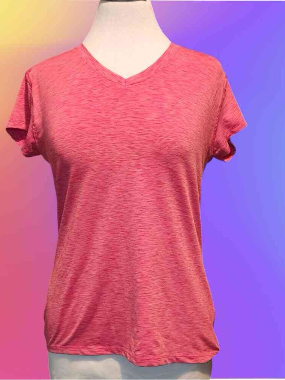 Women's V-Neck Heathered Pink Tee